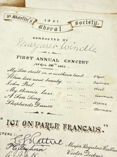 Antique 1921 St Martins Choral Society Water Colour Signed Programme