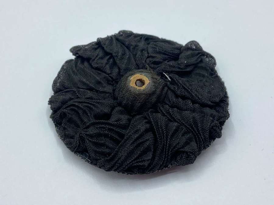 Antique Victorian Black Mourning Fabric Net Pin On Flower