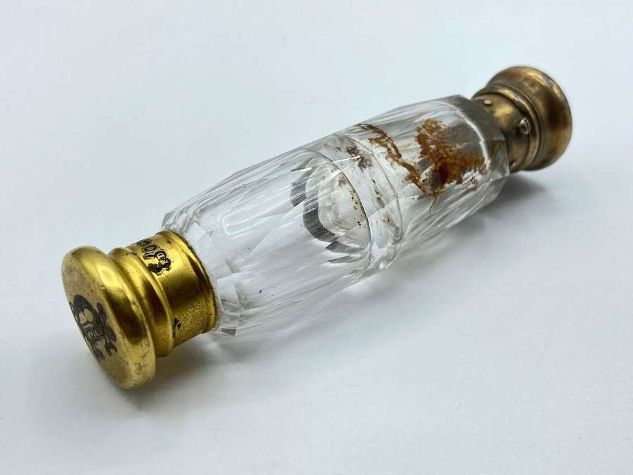 Victorian Silver Gilt Double Ended Combined Scent Bottle & Vinaigrette