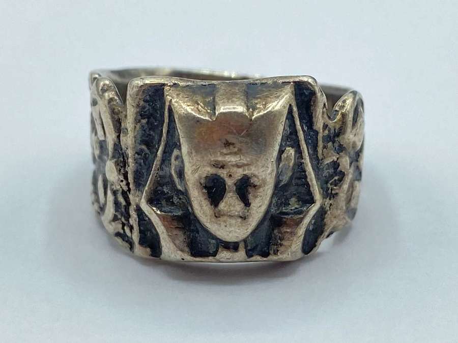 Antique/ Vintage Silver Hallmarked Egyptian Revival Pharaoh Ring