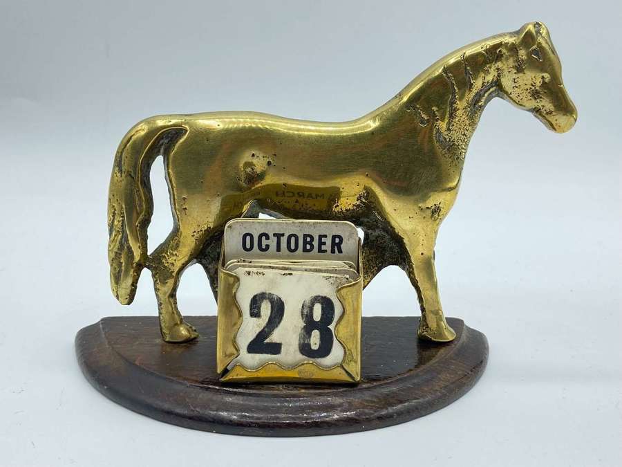 Antique 1920s Brass Equestrian Walking Horse Complete Calendar