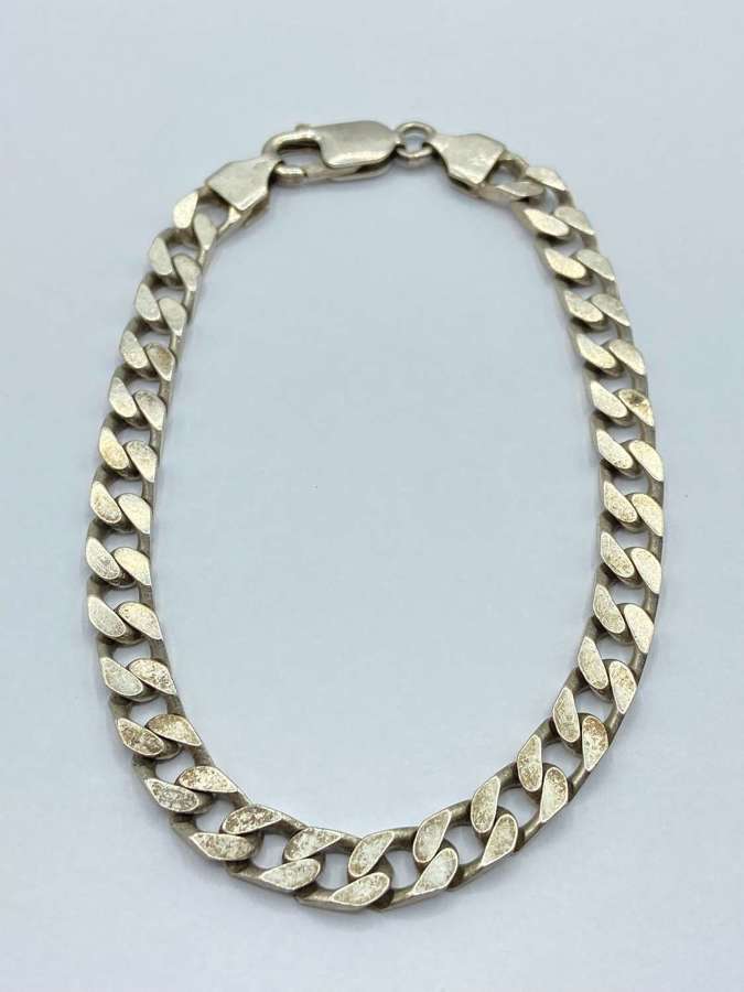 Vintage Sterling Silver 925 Marked Thick Italian Curb Chain Bracelet