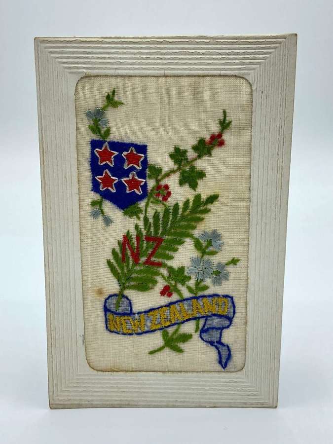 WW1 Embroidered Silk New Zealand NZ Forces Regimental Postcard