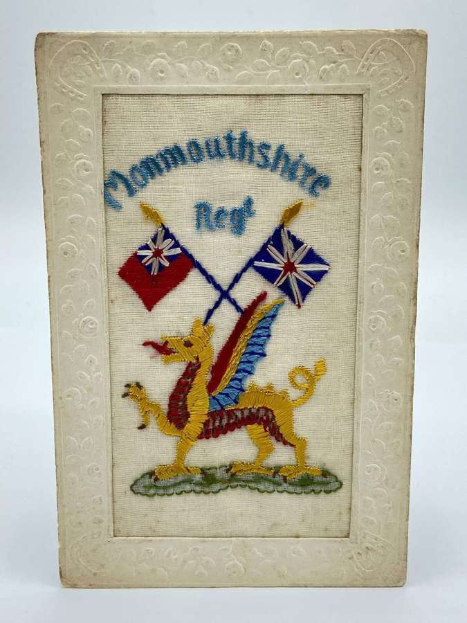 WW1 Embroidered Silk The Monmouthshire Regiment Regimental Postcard