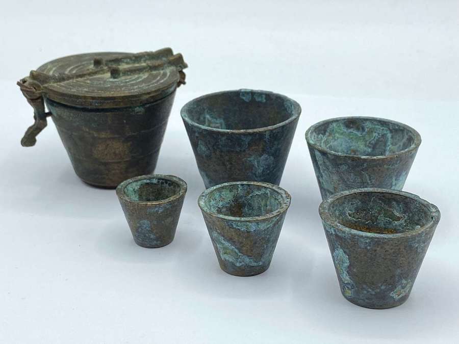 Antique 19th Century Bronze Apothecary Nesting Bucket Weights