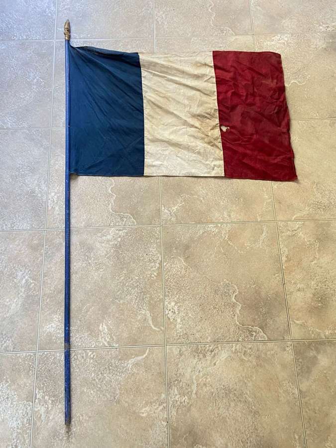 WW1/ WW2 RF French Republic Large Flag, Flag Pole & Flag Top