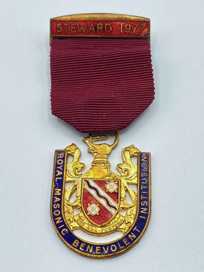 Vintage Royal Masonic Benevolent Institution 1977 Steward Medal