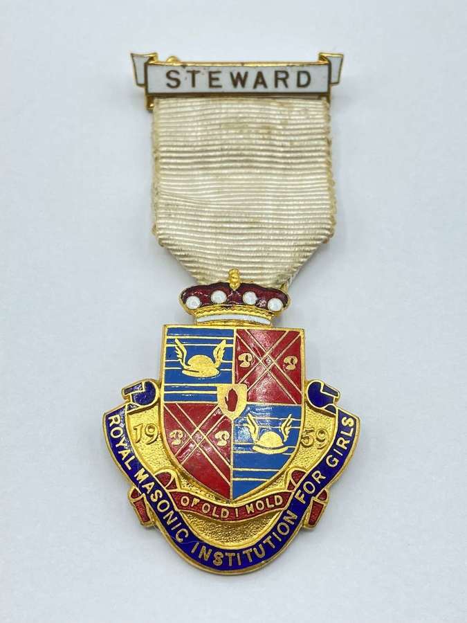 Vintage Royal Masonic Institution For Girls Steward 1959 Medal