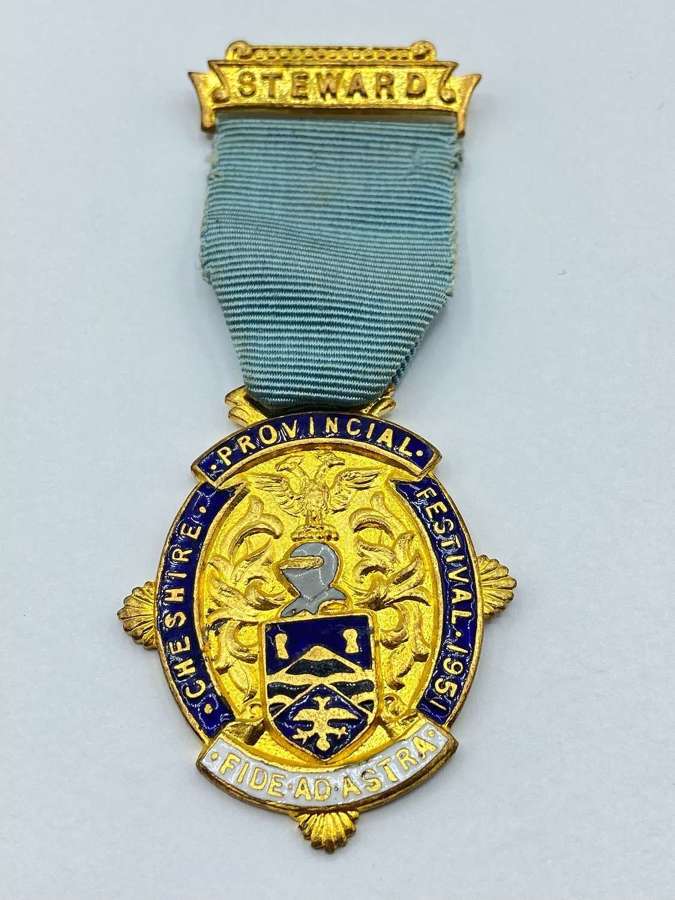 Vintage Masonic Provincial Cheshire Festival 1951 Fuse Ad Astra Medal