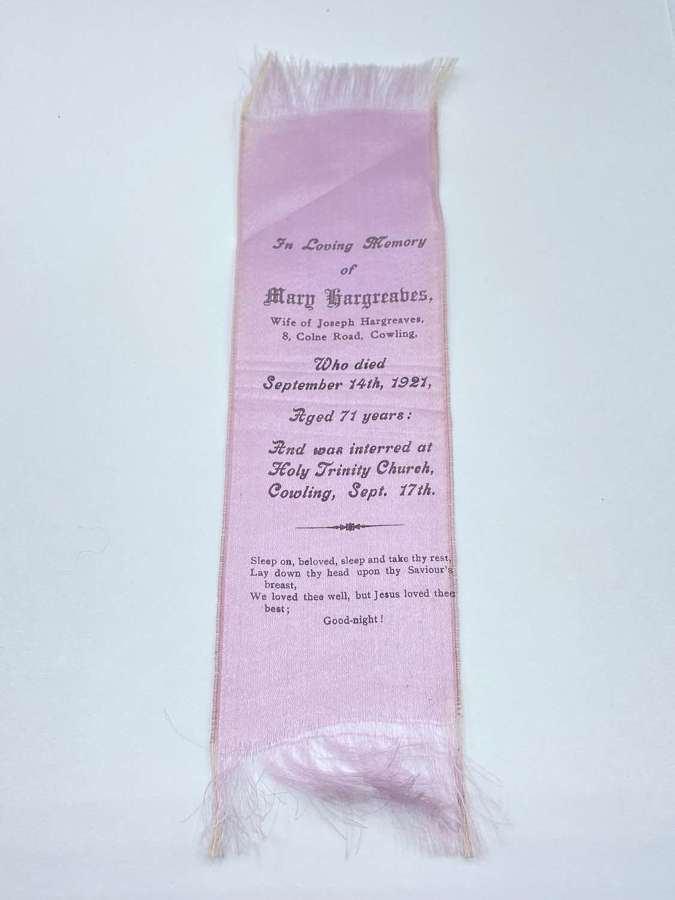 Beautiful Antique Violet Silk Mourning Funeral Bookmark
