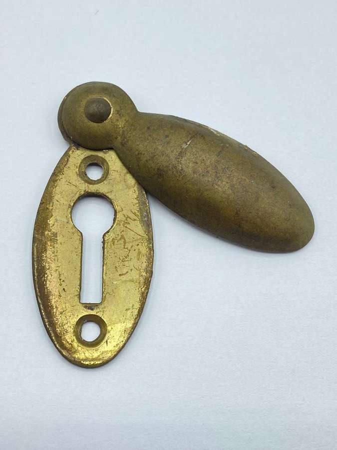 Antique Reclaimed Salvaged Brass Escutcheon Door Keyhole Cover