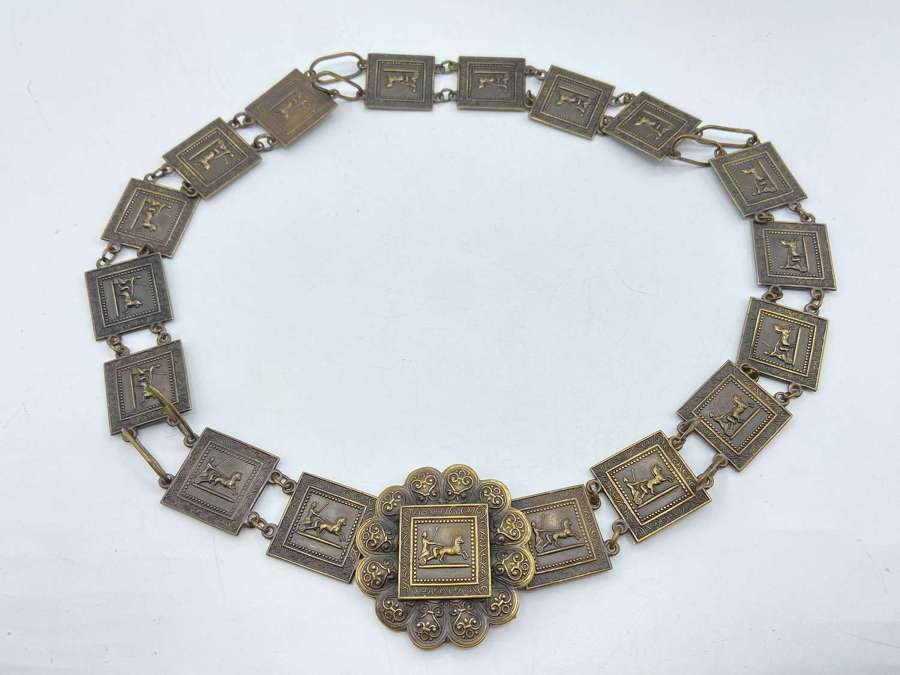 Antique Edwardian Bronze Panel Roman Revival Roman Chariot Belt