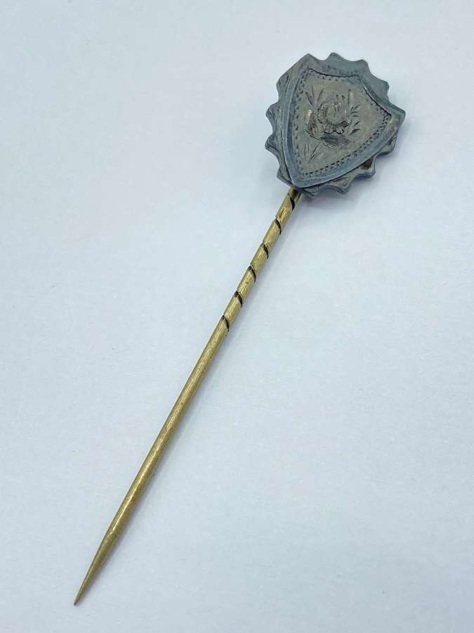 Beautiful Antique Sterling Silver Tudor Rose Floral Stick Pin/ Hat Pin