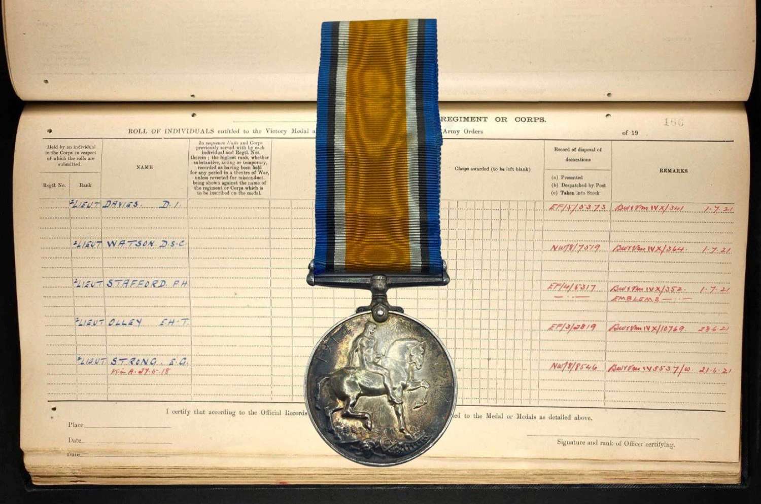 WW1 British War Medal To Second Lieutenant D.S.C Watson