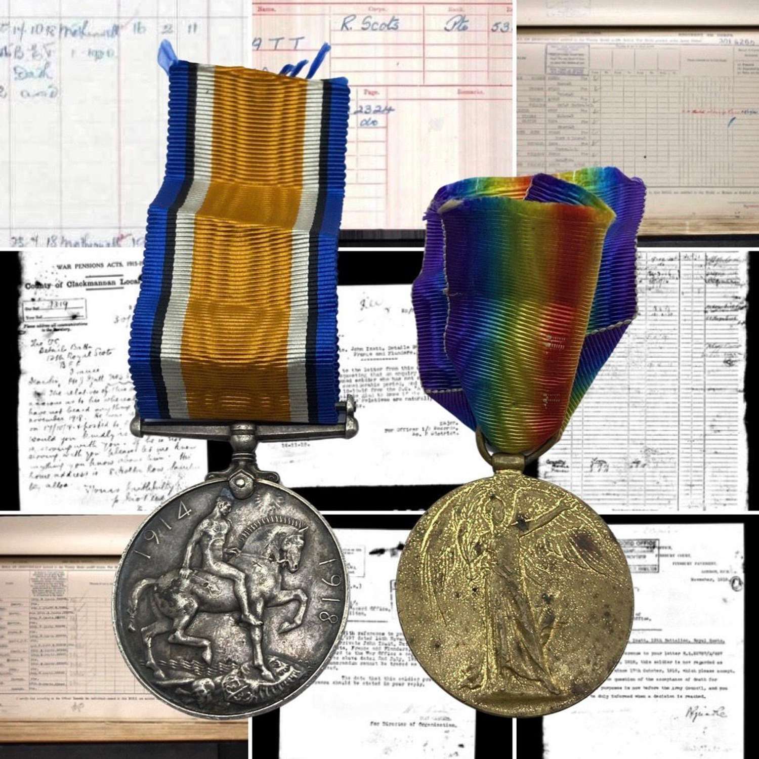 WW1 British Victory & War Medal To KIA Pte J Izatt 12th Bn Royal Scots