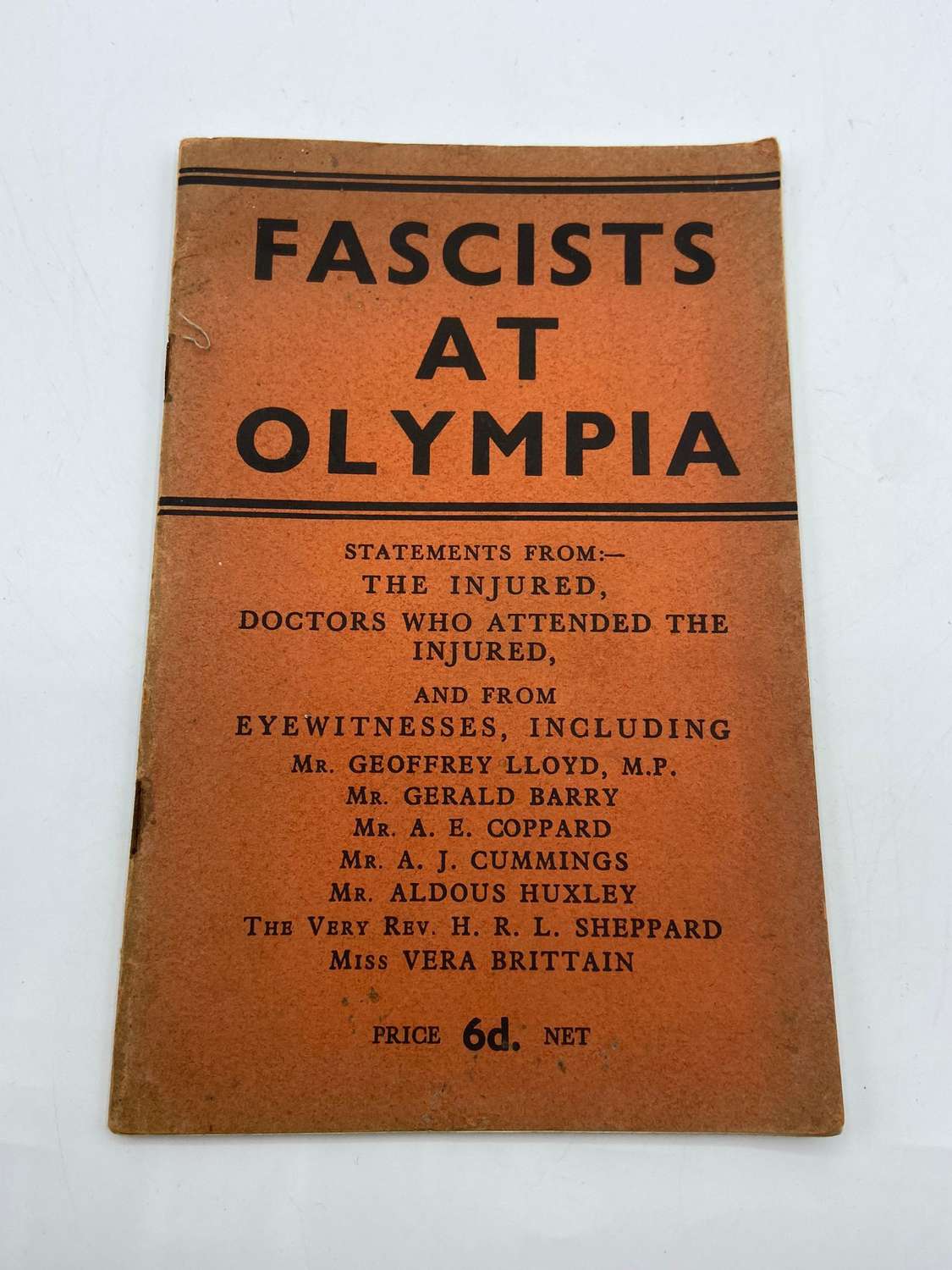 WW2 Anti British Union Of Fascists, Fascists At Olympia Leaflet