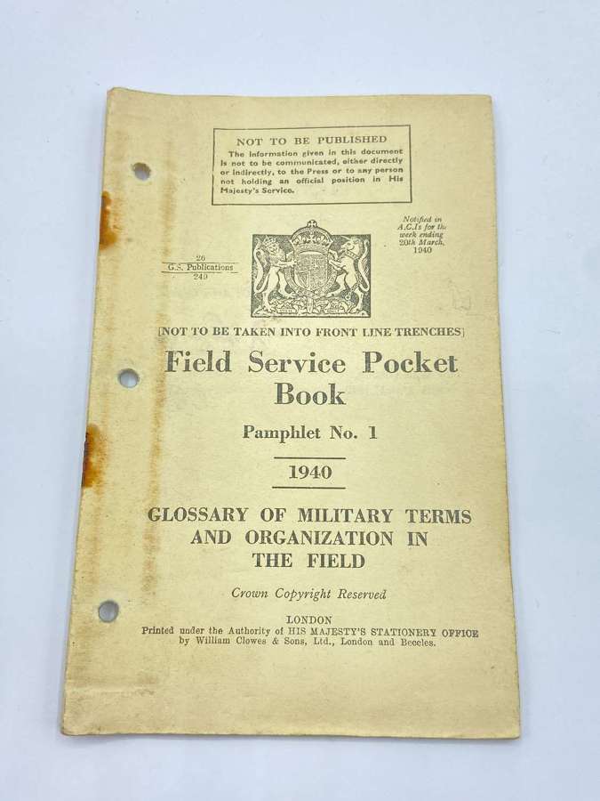 WW2 Field Service Pocket Book Glossary Of Military Terms In The Field