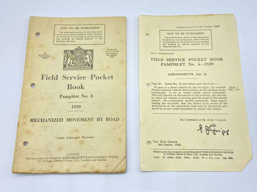 WW2 Field Service Pocket Book Mechanised Movement By Road 1939