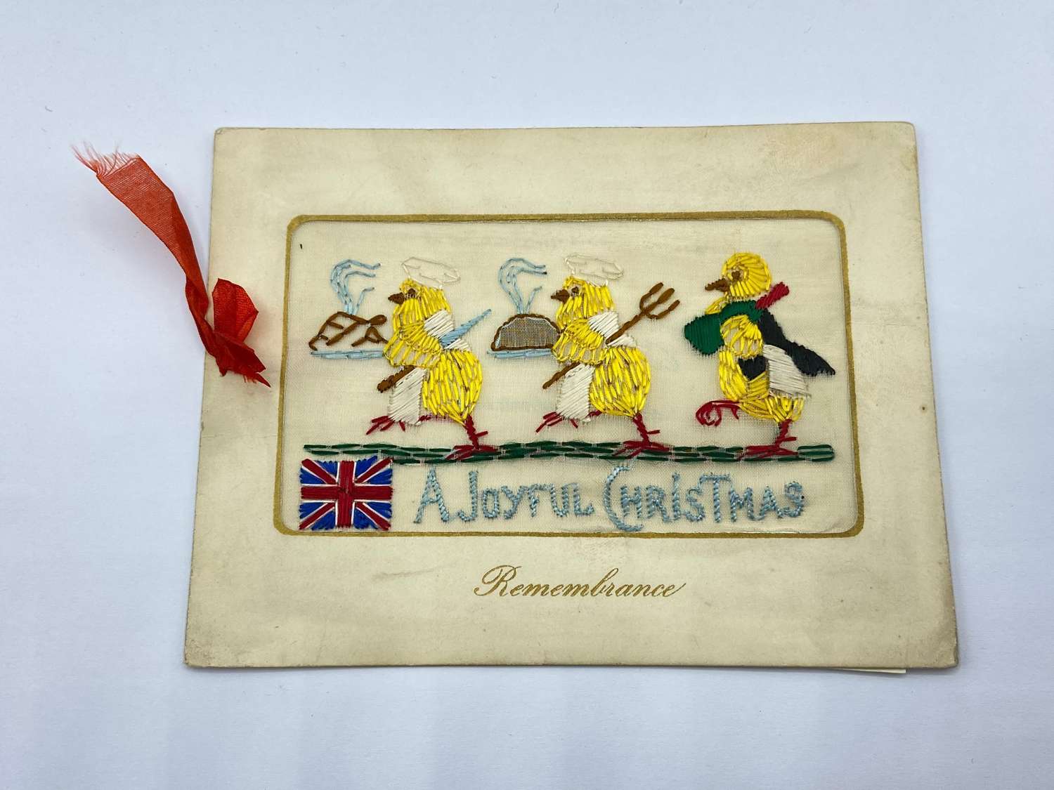 WW1 Joyful Christmas Silk Card To By Dear Little Son From Your Daddie