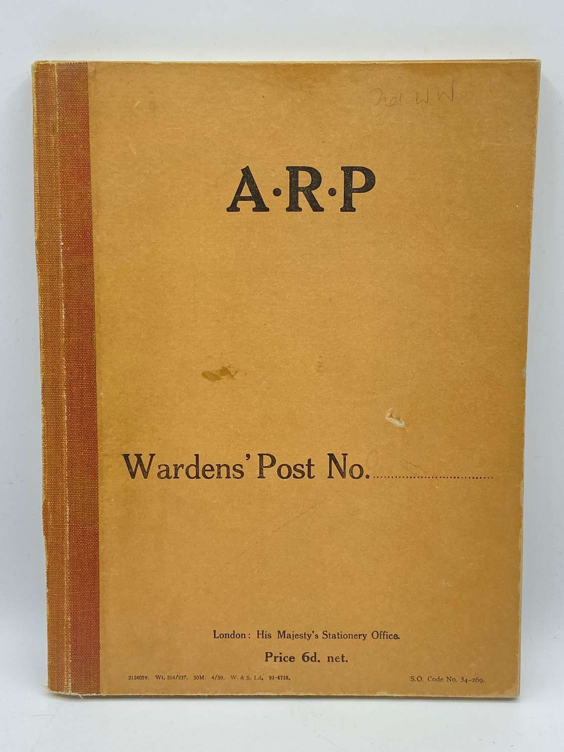 WW2 British Air Raid Precaution ARP Wardens Post Log Unused Book
