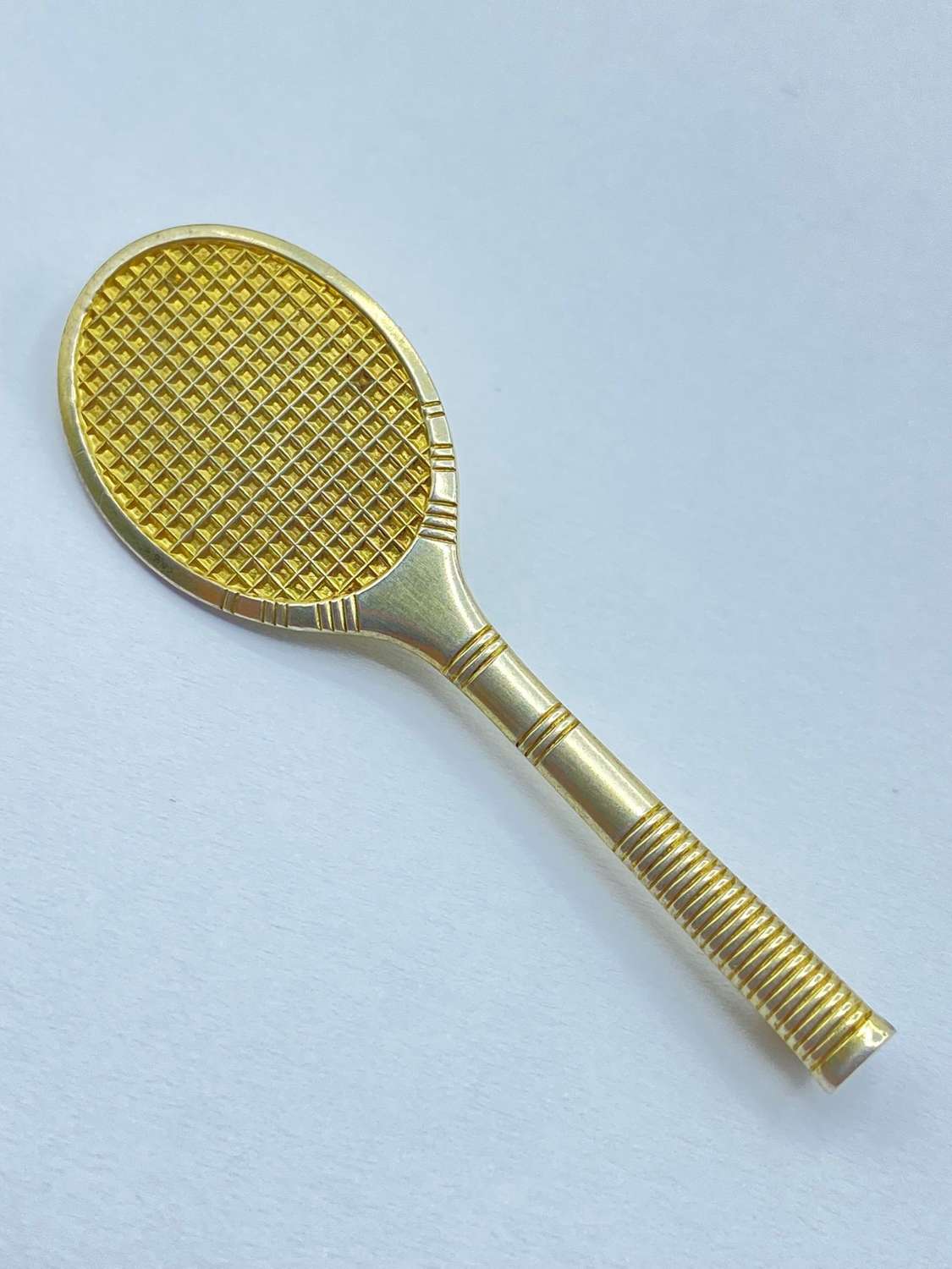 Vintage Dutch Gilt 835 Marked Silver Tennis/ Badminton Racket Brooch