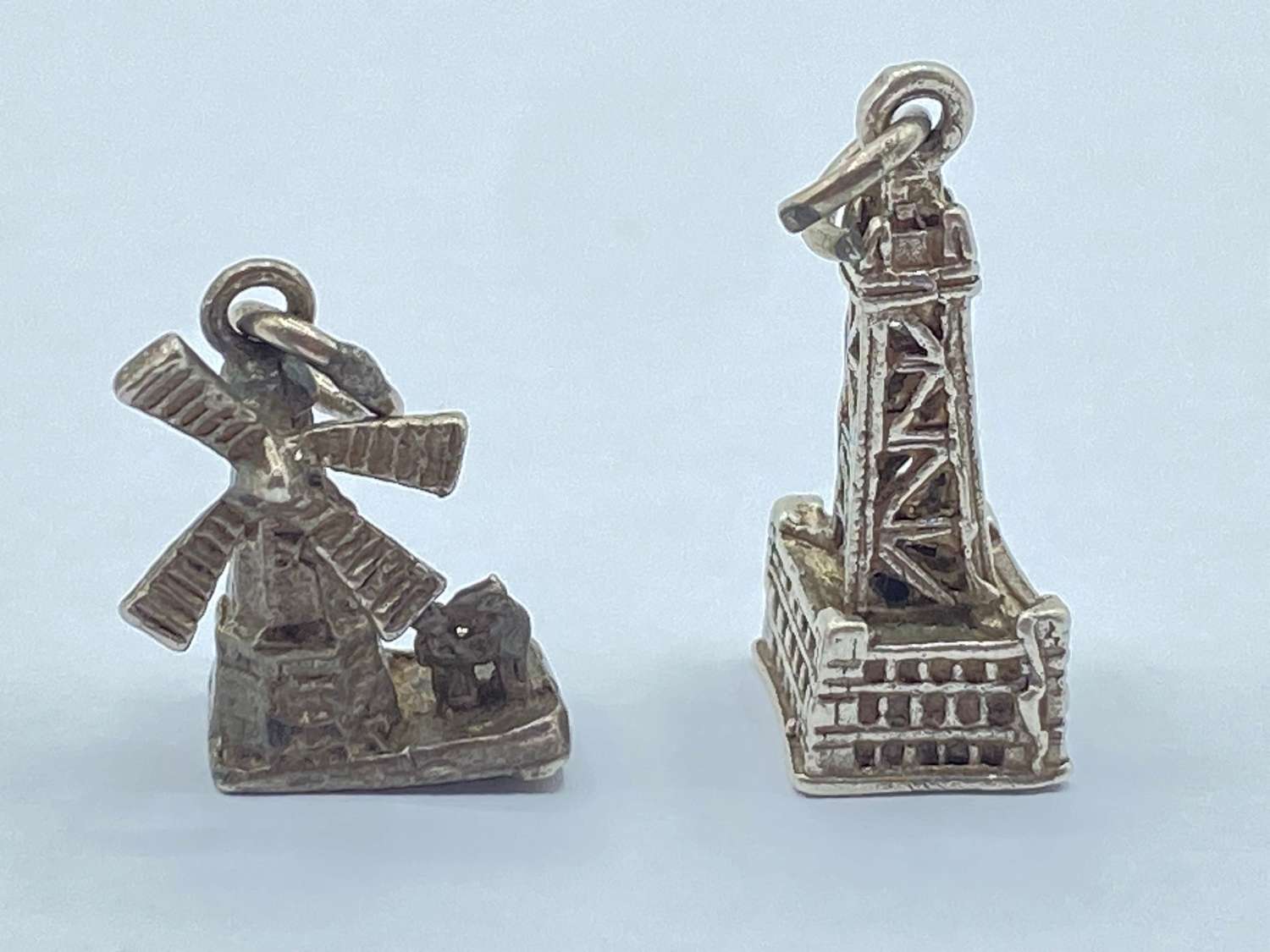 Vintage Sterling Silver Blackpool Tower & Windmill Bracelet Charms
