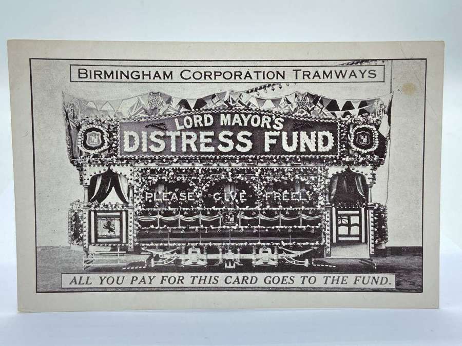 Antique Lord Mayor's Distress Fund Birmingham Co Tramways Postcard