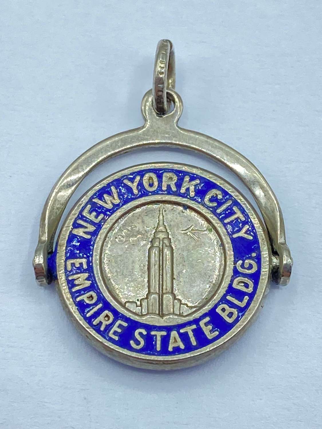 Vintage Silver New York City Empire State Building Spinning Pendant