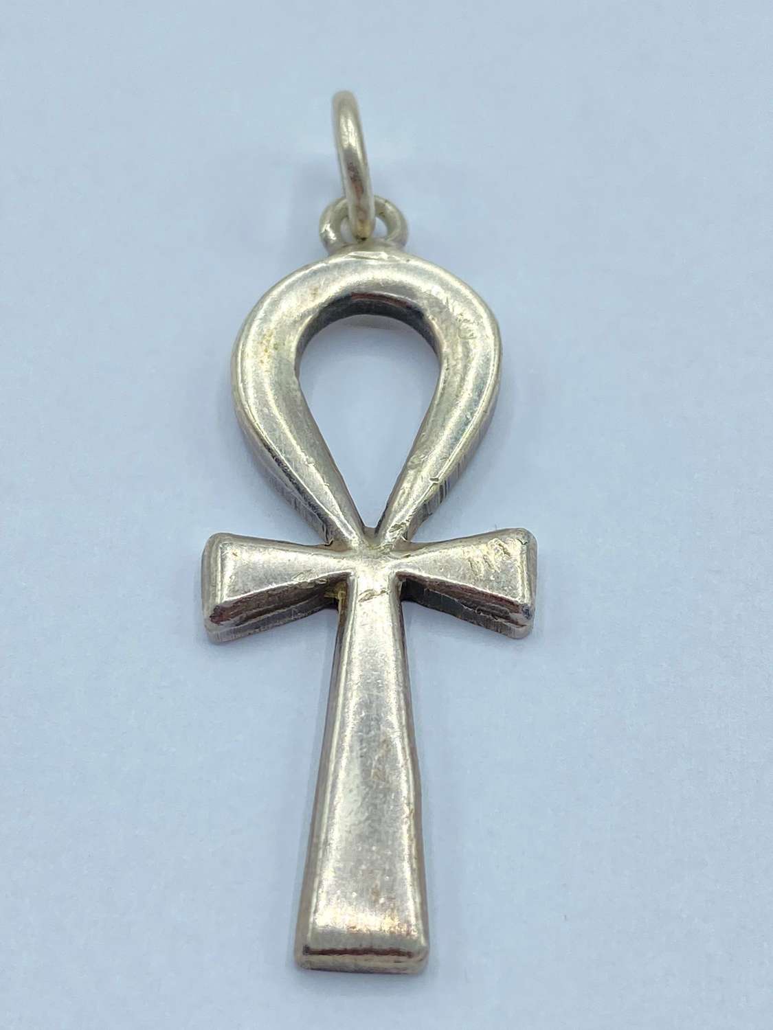 Vintage Silver Hallmarked Egyptian Ankh Key Of Life Necklace Pendant