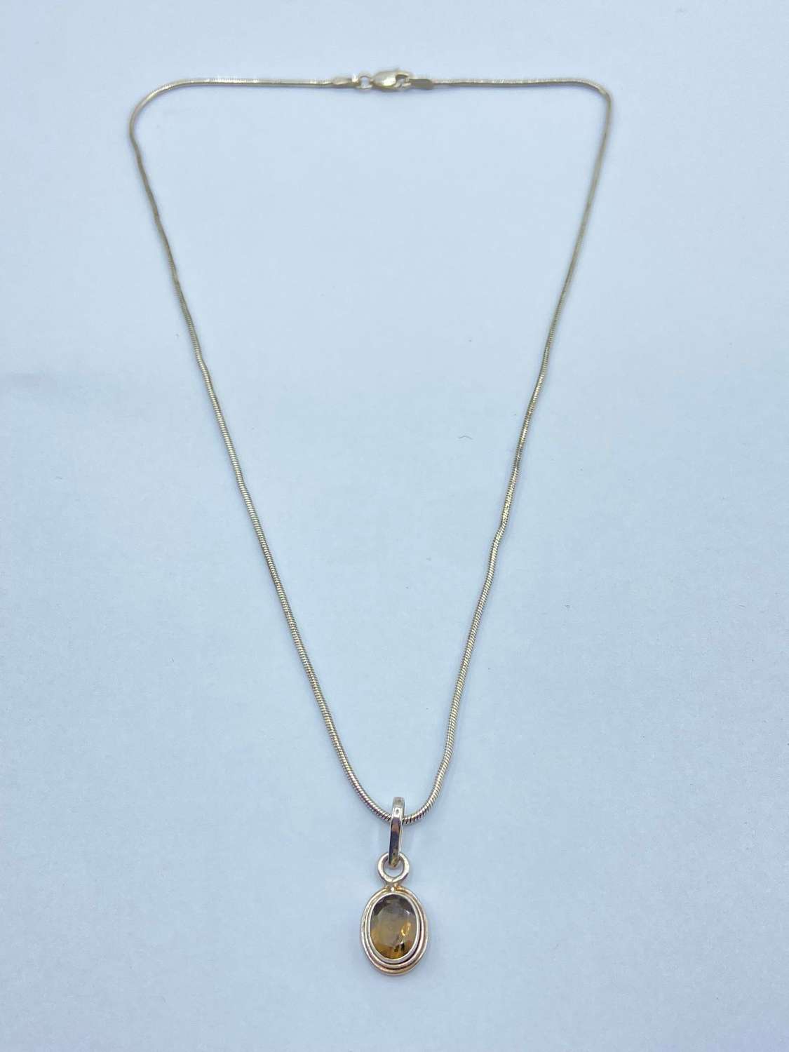 Beautiful Vintage Sterling Silver & Faceted Smoked Quartz Necklace