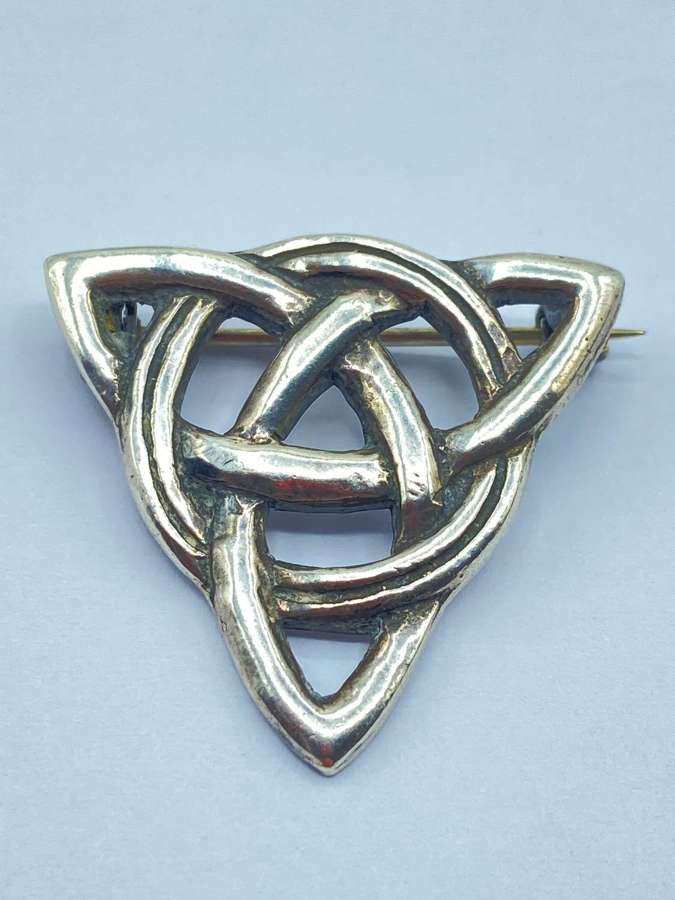 Vintage Silver Hallmarked 1961 Scottish Celtic Knot Brooch Signed JC