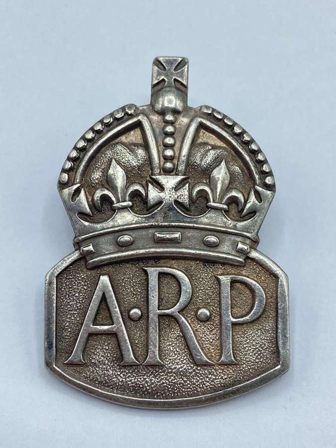 WW2 British Home Front Silver Hallmarked London 1939 ARP Badge