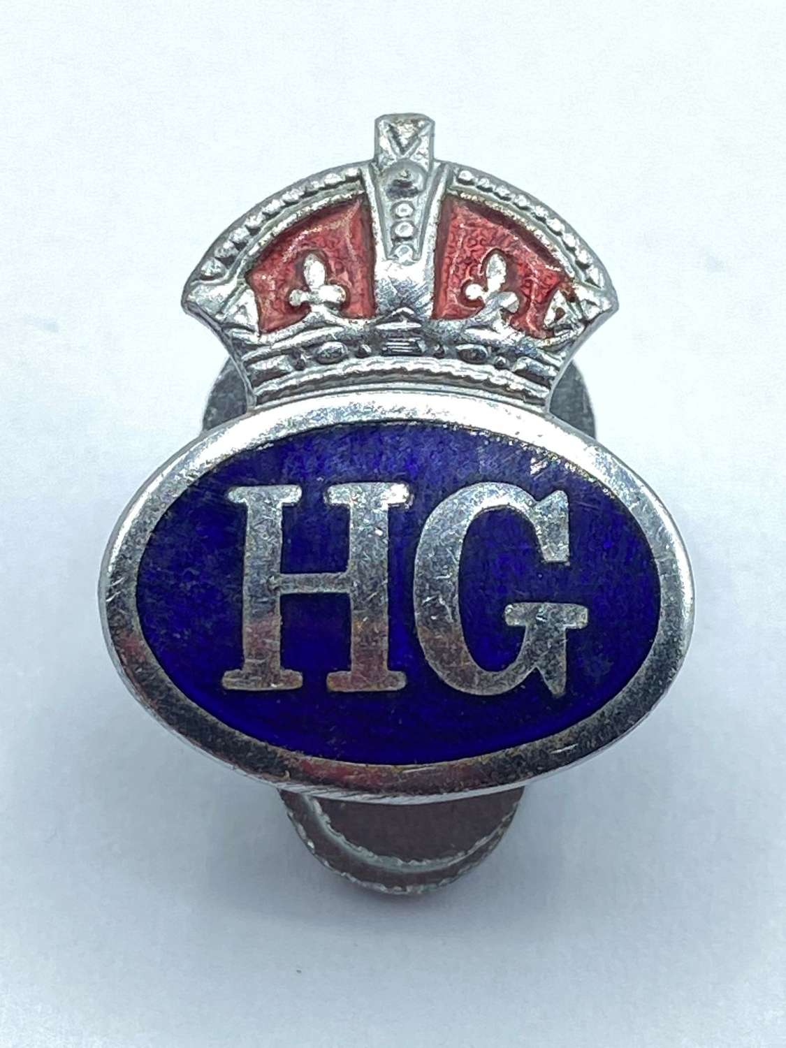 WW2 British Home Front H.G Home Guard Chrome Plated & Enamel Badge