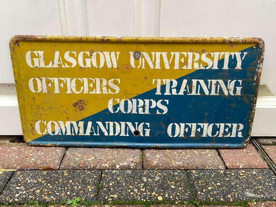 Post WW2 Glasgow University Office Training Corps Metal Sign