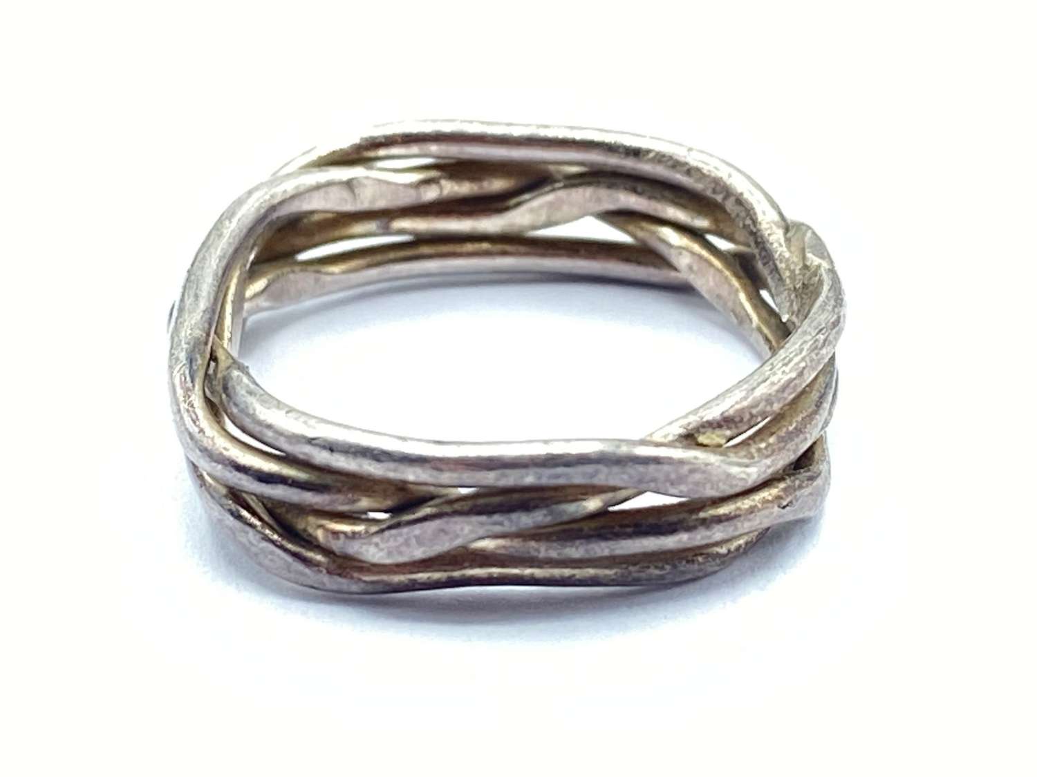 Beautiful Vintage Silver Tested Twisted Wire Ring Size I