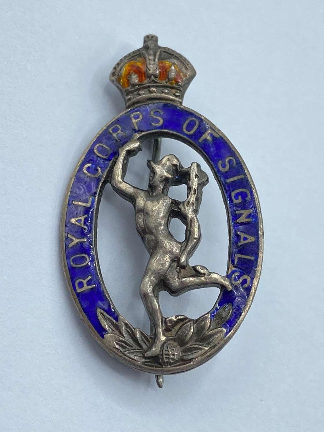WW1 Royal Royal Corps of Signals Silver & Enamel Sweetheart Brooch