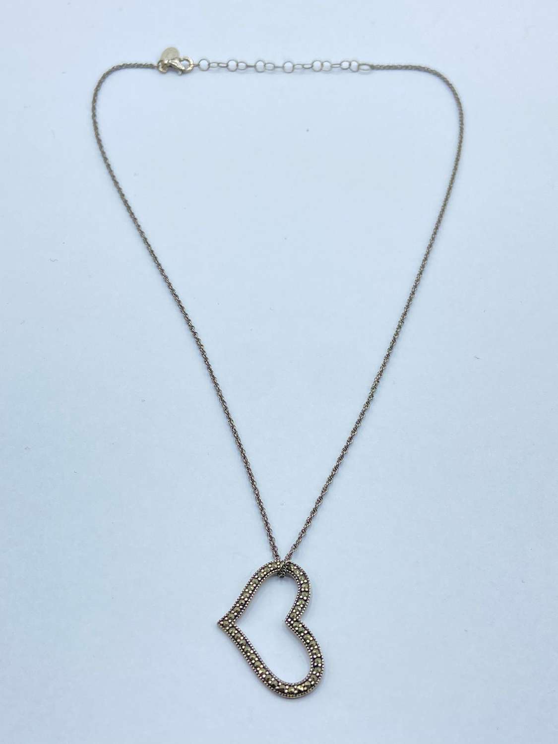 Beautiful Sterling Silver & Marcasite Heart Necklace By Oliver Bonas