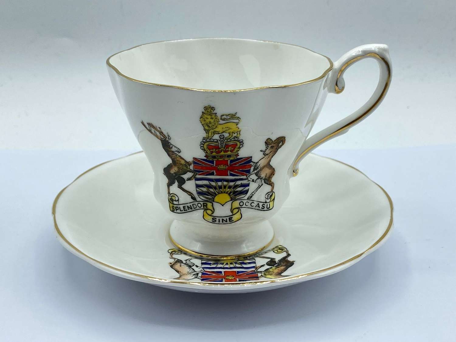 Vintage Coat of arms of British Columbia Cup & Saucer By Royal Grafton