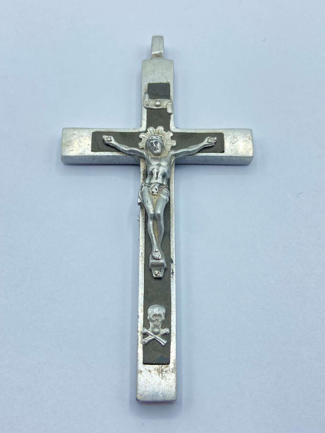 Vintage Aluminium & Ebony Religious Leaders Crucifix Pectoral Cross