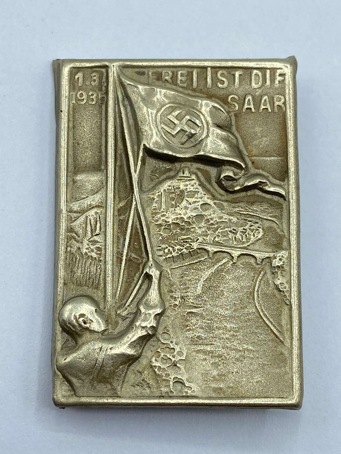 Pre WW2 German The Saar Is Free 1935 Day Badge Tinnie