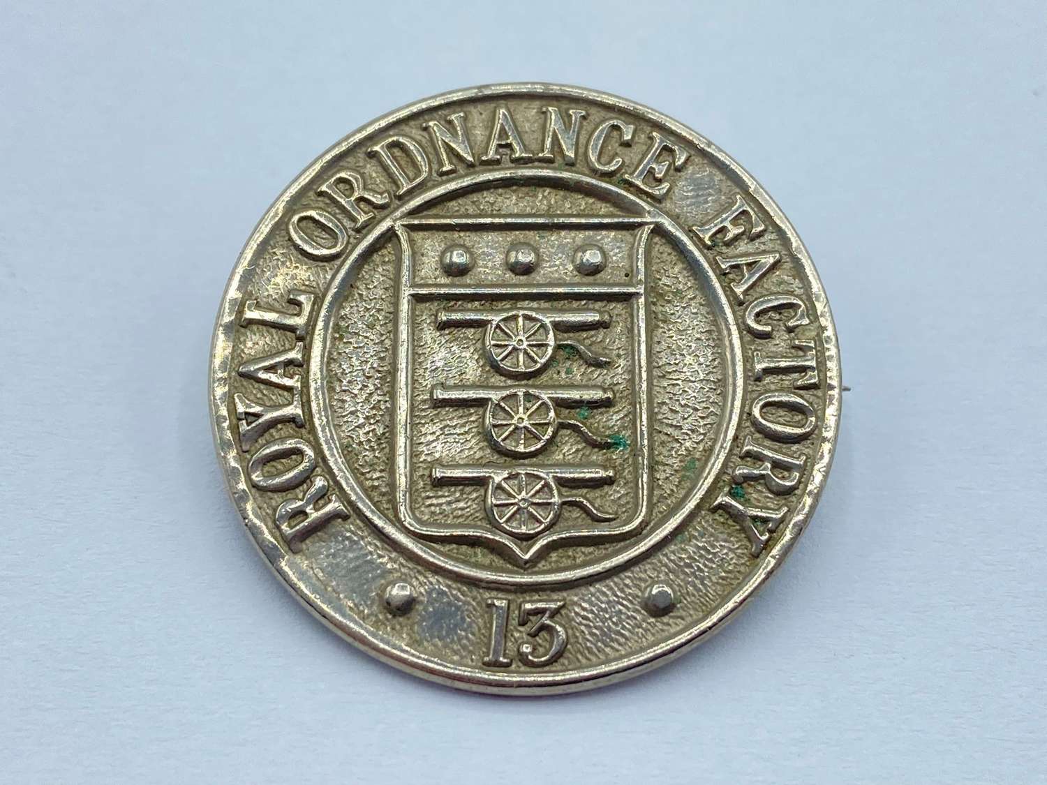WW2 Royal Ordnance Factory 13 ROF Radway Green Badge No 11584