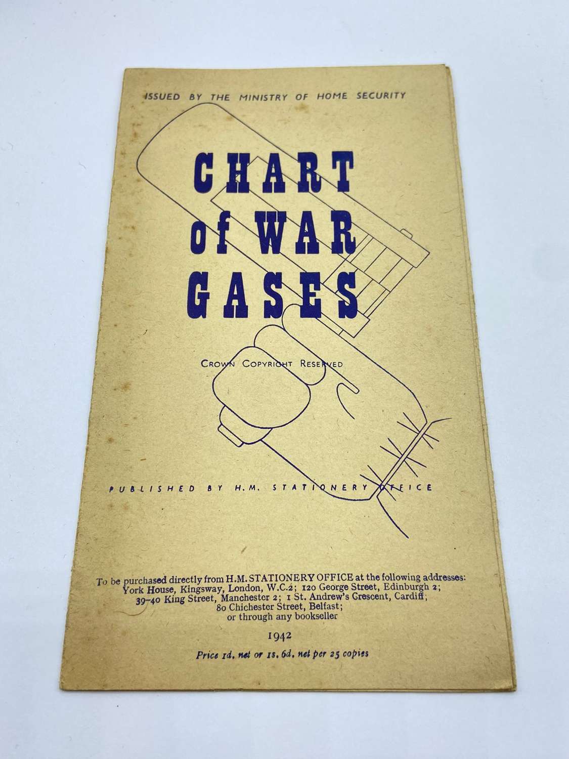 WW2 British Chart Of War Gases Issued By The Ministry Of Home Security