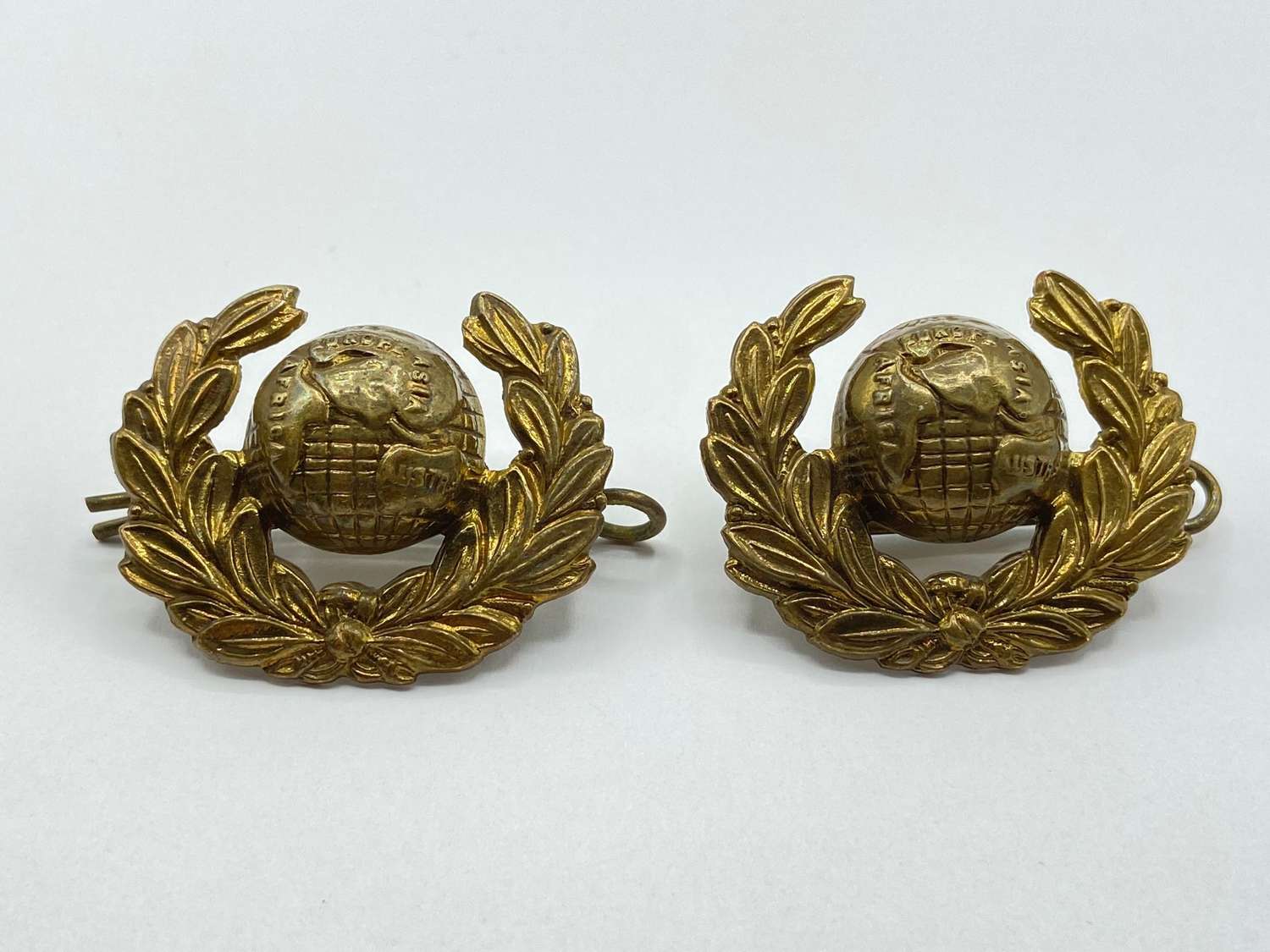WW2 British Pair of Royal Marines Service Dress Collar Badges