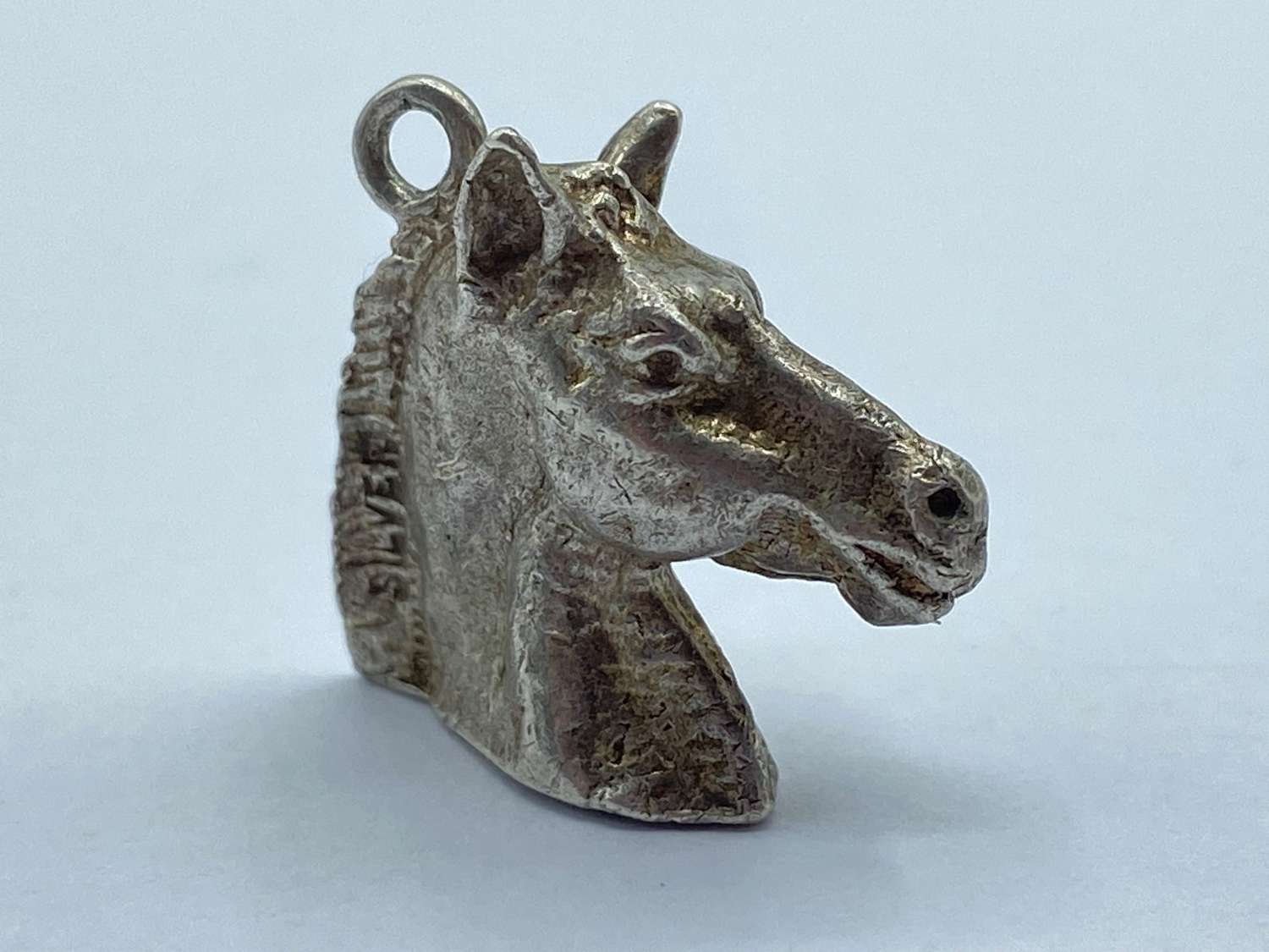 Vintage Sterling Silver Detailed Horse Bust Equestrian Bracelet Charm