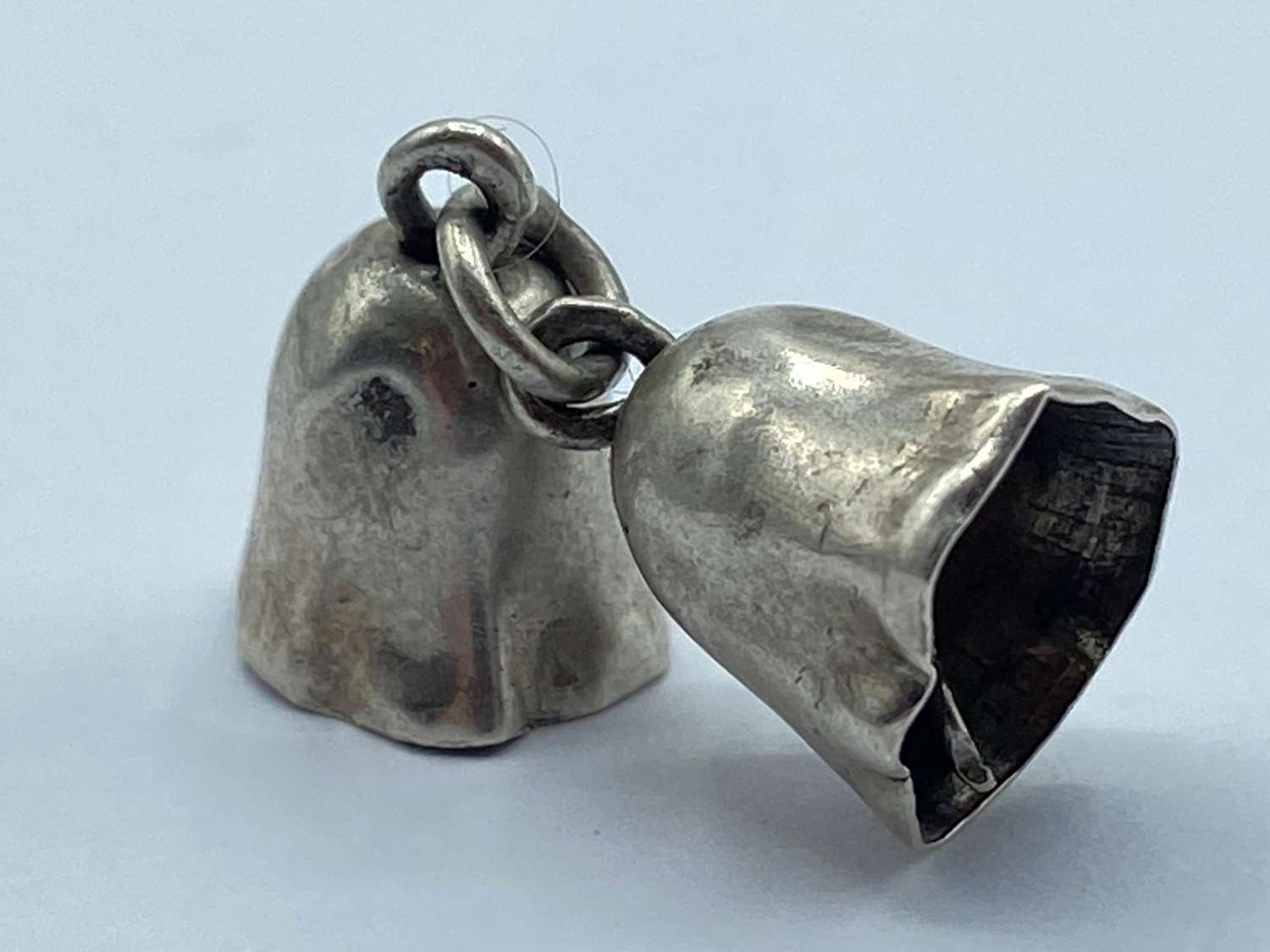 Vintage Antique Sterling Silver Wedding Bells Bracelet Charm
