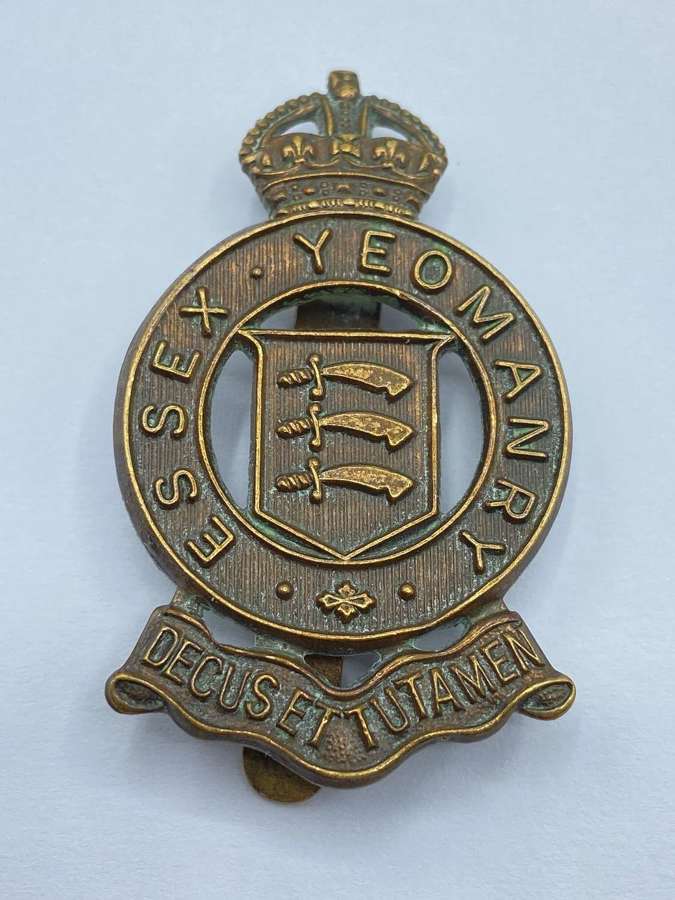 WW1 To WW2 British Essex Yeomanry Slider Cap Badge