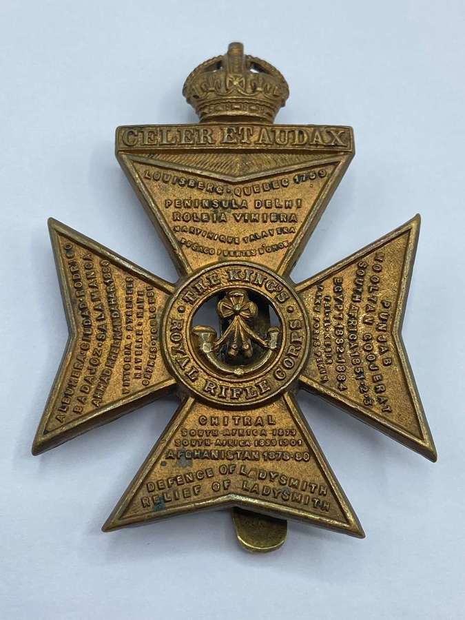 WW2 British Army The Kings Royal Rifle Corps Slider Cap Badge