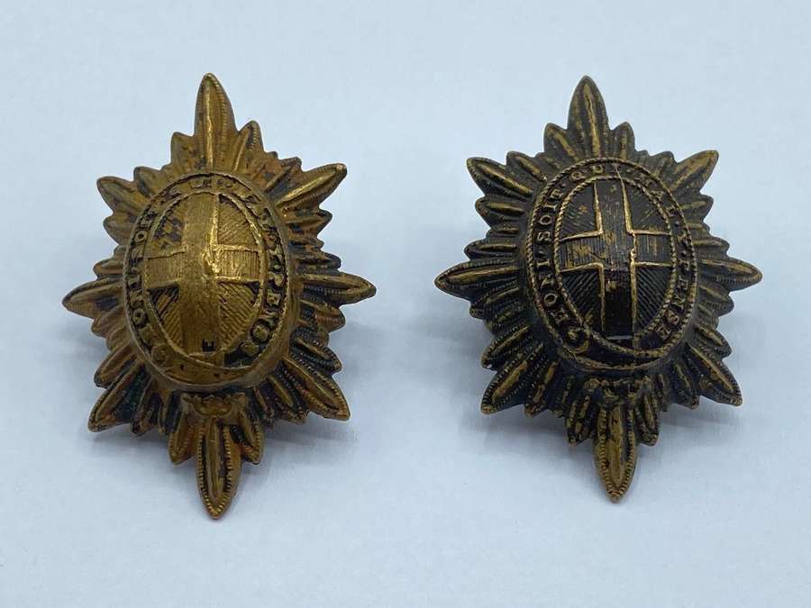 Pair Of WW2 British Coldstream Guards Officers Blackened Bronze Pips