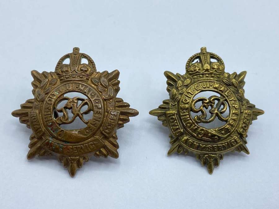 Pair Of WW2 British Royal Army Service Corps Collar Badges