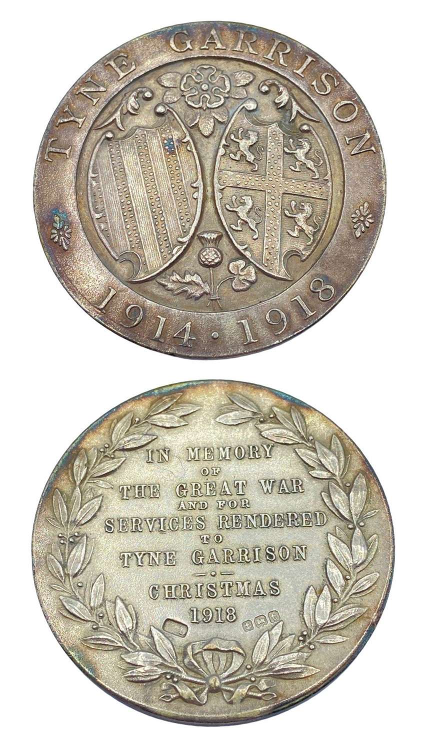 WW1 British Silver Tyne Garrison 1914-1918 Services Rendered Medal